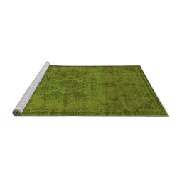 Sideview of Machine Washable Oriental Green Industrial Area Rugs, wshurb1872grn