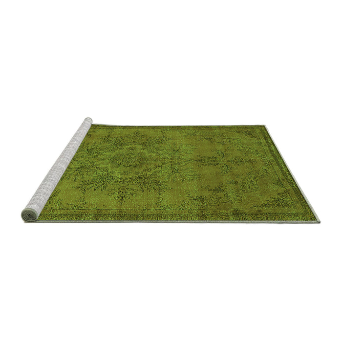 Sideview of Machine Washable Oriental Green Industrial Area Rugs, wshurb1872grn