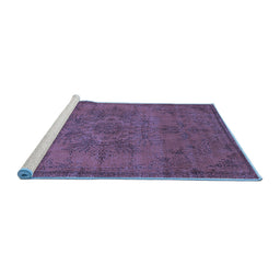 Sideview of Machine Washable Oriental Blue Industrial Rug, wshurb1872blu