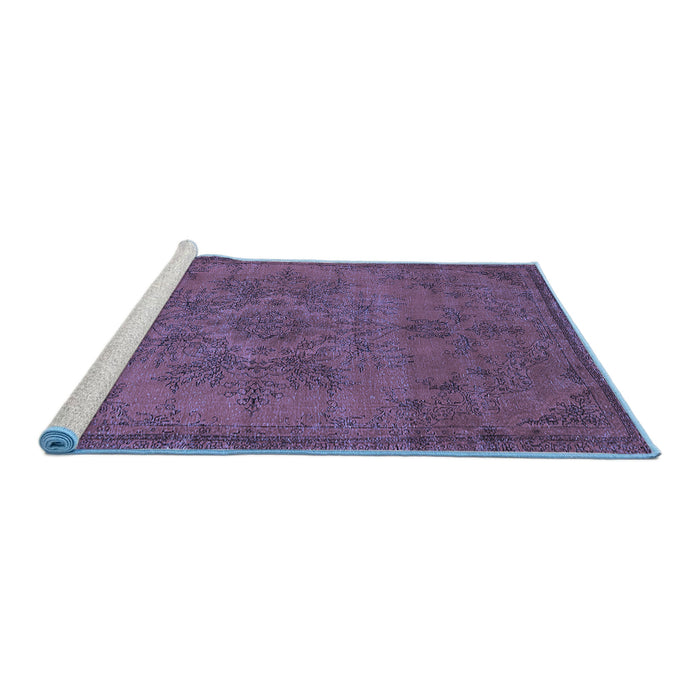 Sideview of Machine Washable Oriental Blue Industrial Rug, wshurb1872blu