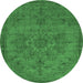 Round Oriental Emerald Green Industrial Rug, urb1872emgrn