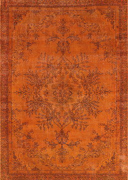 Mid-Century Modern Orange Red Orange Oriental Rug, urb1872
