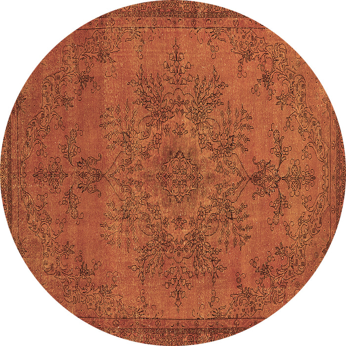 Round Oriental Brown Industrial Rug, urb1872brn