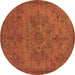 Round Oriental Brown Industrial Rug, urb1872brn