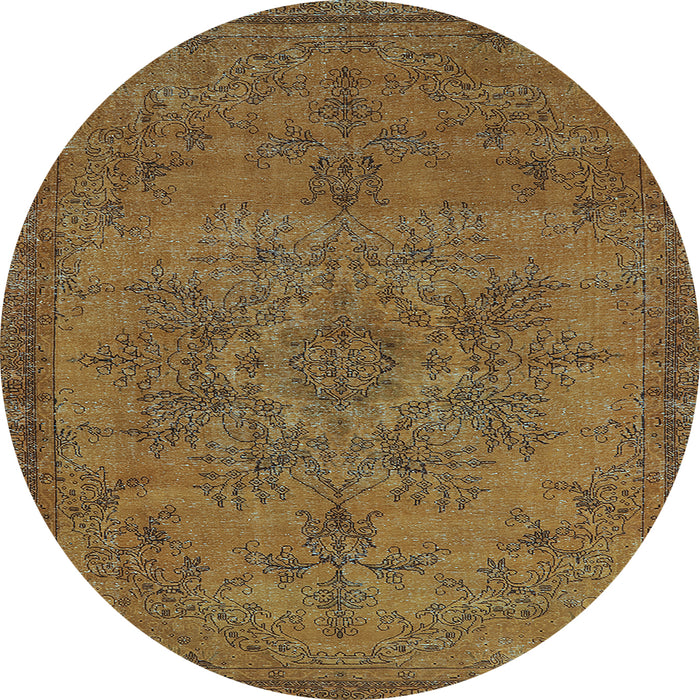 Round Machine Washable Oriental Light Blue Industrial Rug, wshurb1872lblu