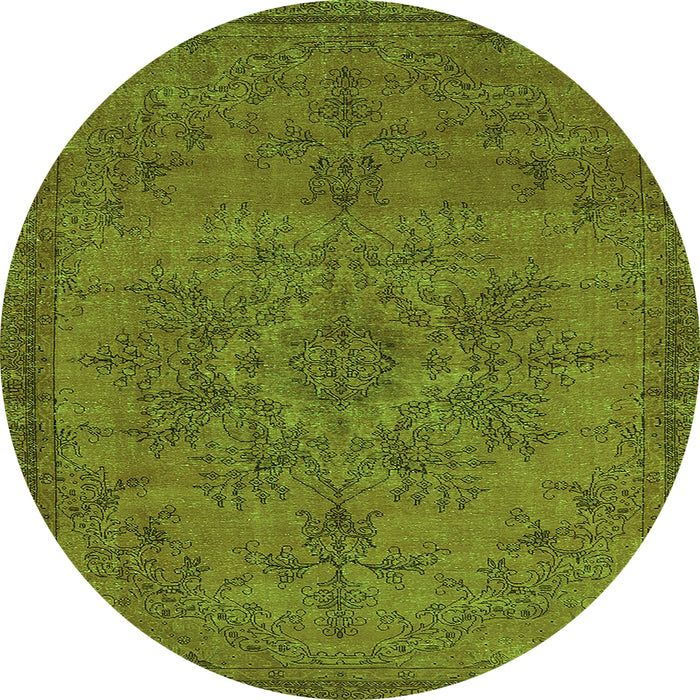 Round Oriental Green Industrial Rug, urb1872grn