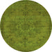 Round Oriental Green Industrial Rug, urb1872grn