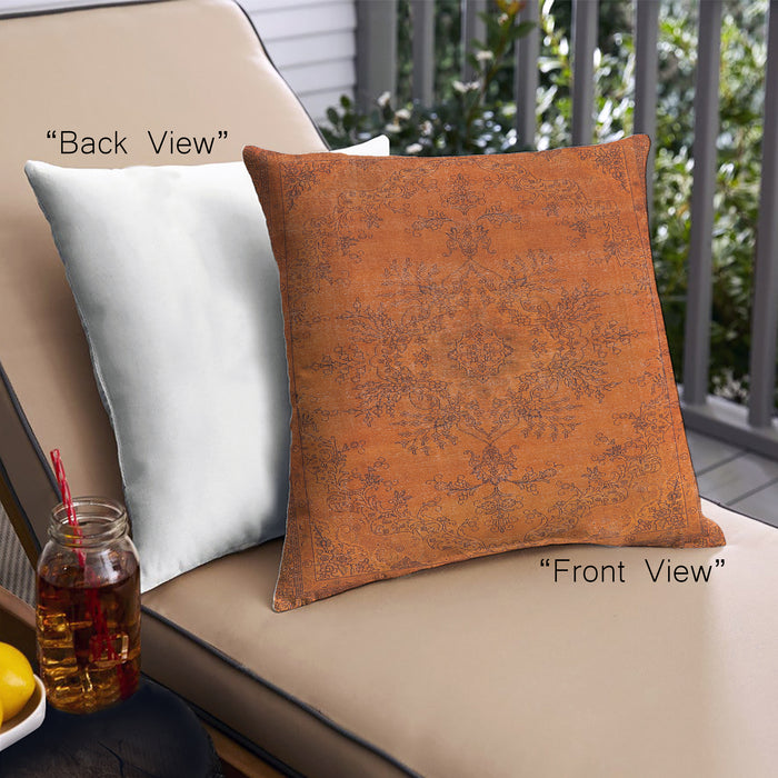 Front View of Mid-Century Modern Urban Square Orange Red Orange Throw Pillow, 18 inch by 18 inch, pwurb1872