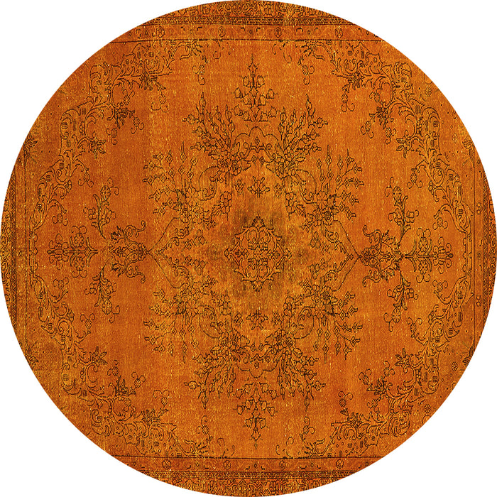 Round Oriental Yellow Industrial Rug, urb1872yw