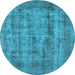 Round Oriental Light Blue Industrial Rug, urb1873lblu