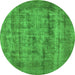 Round Oriental Green Industrial Rug, urb1873grn