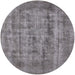 Round Machine Washable Industrial Modern Cloudy Gray Rug, wshurb1873