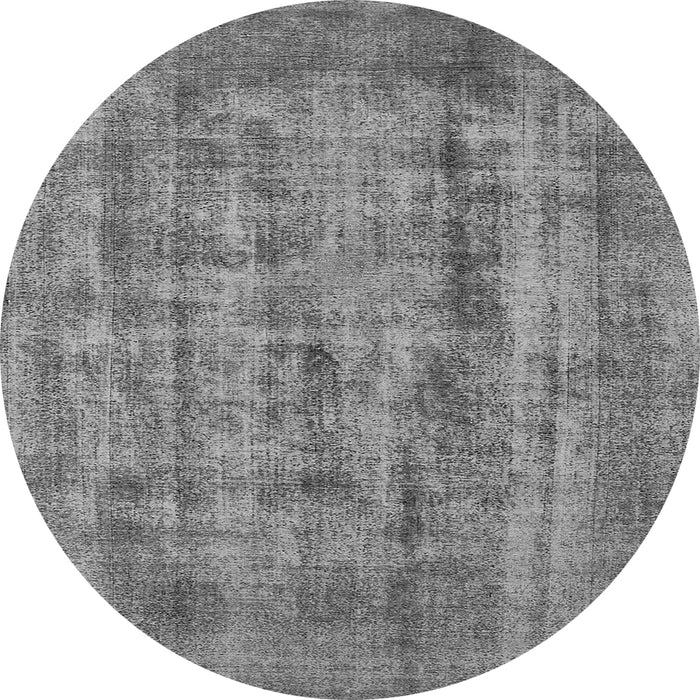 Round Machine Washable Oriental Gray Industrial Rug, wshurb1873gry