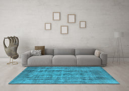 Machine Washable Oriental Light Blue Industrial Rug in a Living Room, wshurb1873lblu