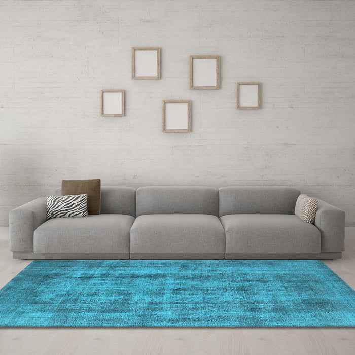 Machine Washable Oriental Light Blue Industrial Rug in a Living Room, wshurb1873lblu