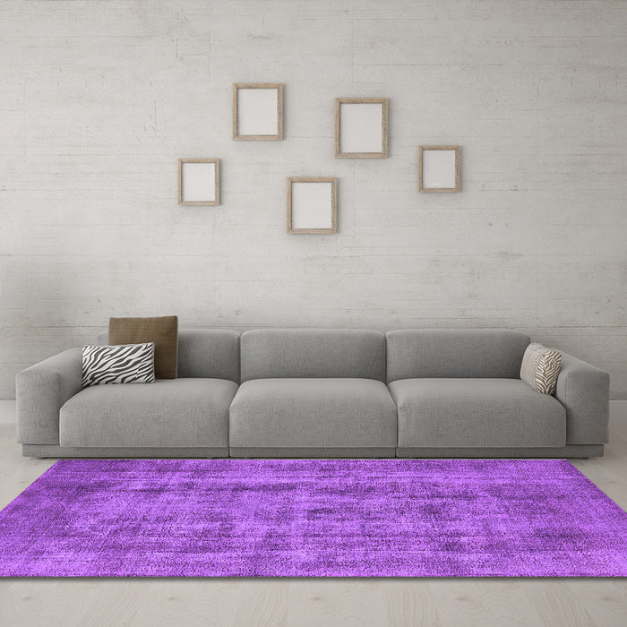 Machine Washable Oriental Purple Industrial Area Rugs in a Living Room, wshurb1873pur