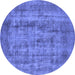 Round Oriental Blue Industrial Rug, urb1873blu