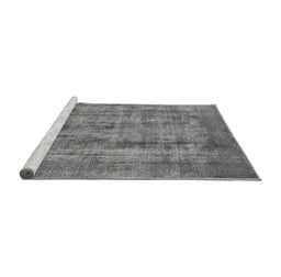 Sideview of Machine Washable Oriental Gray Industrial Rug, wshurb1873gry