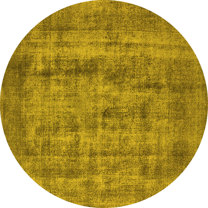 Round Oriental Yellow Industrial Rug, urb1873yw