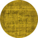 Round Oriental Yellow Industrial Rug, urb1873yw