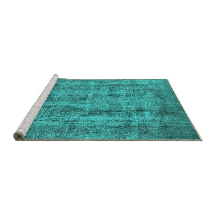Sideview of Machine Washable Oriental Turquoise Industrial Area Rugs, wshurb1873turq