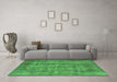 Machine Washable Oriental Emerald Green Industrial Area Rugs in a Living Room,, wshurb1873emgrn