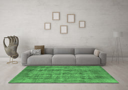 Machine Washable Oriental Emerald Green Industrial Area Rugs in a Living Room,, wshurb1873emgrn