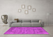 Machine Washable Oriental Pink Industrial Rug in a Living Room, wshurb1873pnk