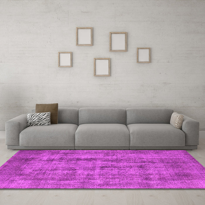Machine Washable Oriental Pink Industrial Rug in a Living Room, wshurb1873pnk