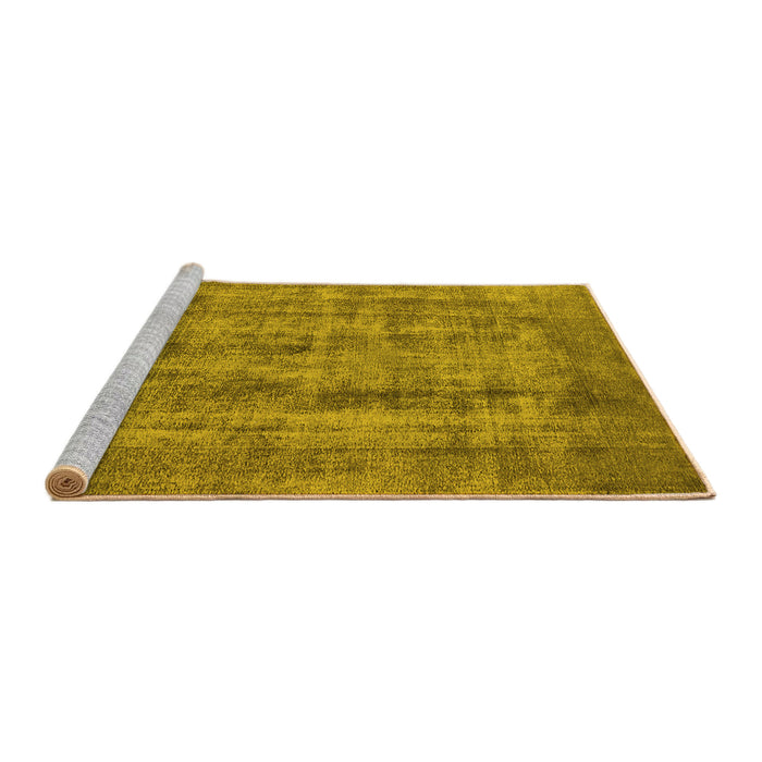 Sideview of Machine Washable Oriental Yellow Industrial Rug, wshurb1873yw