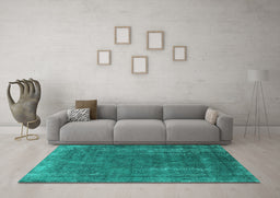 Machine Washable Oriental Turquoise Industrial Area Rugs in a Living Room,, wshurb1874turq