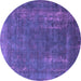 Round Oriental Purple Industrial Rug, urb1874pur