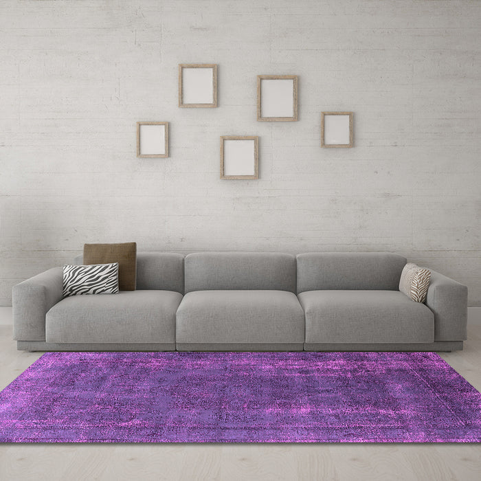 Machine Washable Oriental Pink Industrial Rug in a Living Room, wshurb1874pnk