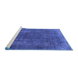 Sideview of Machine Washable Oriental Blue Industrial Rug, wshurb1874blu
