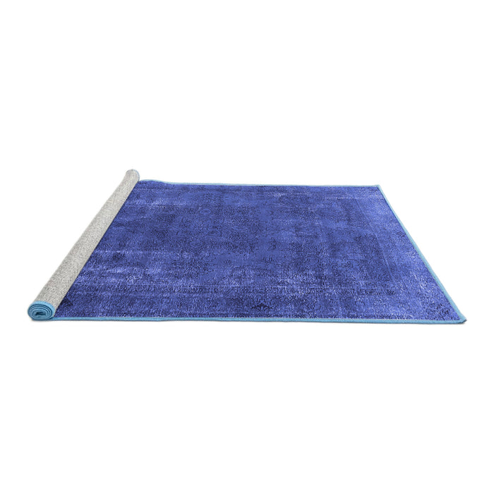 Sideview of Machine Washable Oriental Blue Industrial Rug, wshurb1874blu