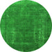 Round Oriental Green Industrial Rug, urb1874grn