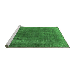 Sideview of Machine Washable Oriental Emerald Green Industrial Area Rugs, wshurb1874emgrn