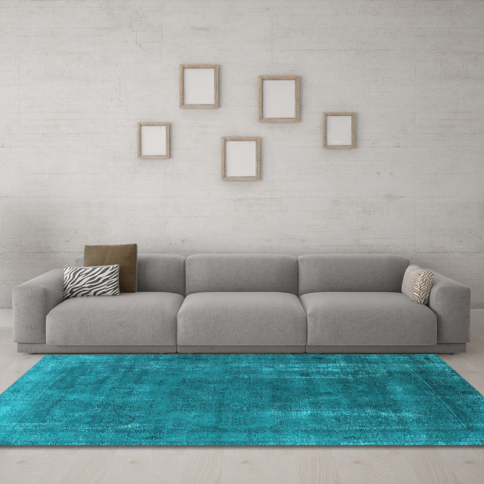 Machine Washable Oriental Light Blue Industrial Rug in a Living Room, wshurb1874lblu