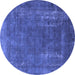 Round Oriental Blue Industrial Rug, urb1874blu