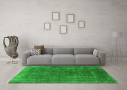 Machine Washable Oriental Green Industrial Area Rugs in a Living Room,, wshurb1874grn