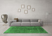 Machine Washable Oriental Emerald Green Industrial Area Rugs in a Living Room,, wshurb1874emgrn