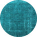 Round Oriental Light Blue Industrial Rug, urb1874lblu