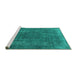 Sideview of Machine Washable Oriental Turquoise Industrial Area Rugs, wshurb1874turq
