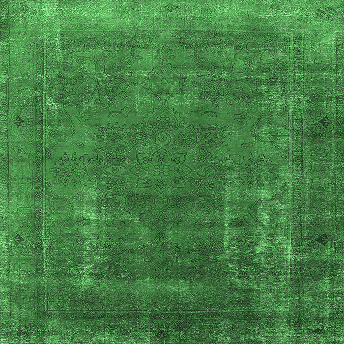 Square Machine Washable Oriental Emerald Green Industrial Area Rugs, wshurb1874emgrn
