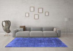 Machine Washable Oriental Blue Industrial Rug in a Living Room, wshurb1874blu