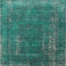 Square Machine Washable Industrial Modern Light Sea Green Rug, wshurb1874