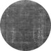 Round Machine Washable Oriental Gray Industrial Rug, wshurb1874gry