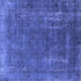 Square Machine Washable Oriental Blue Industrial Rug, wshurb1874blu