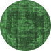 Round Oriental Emerald Green Industrial Rug, urb1875emgrn