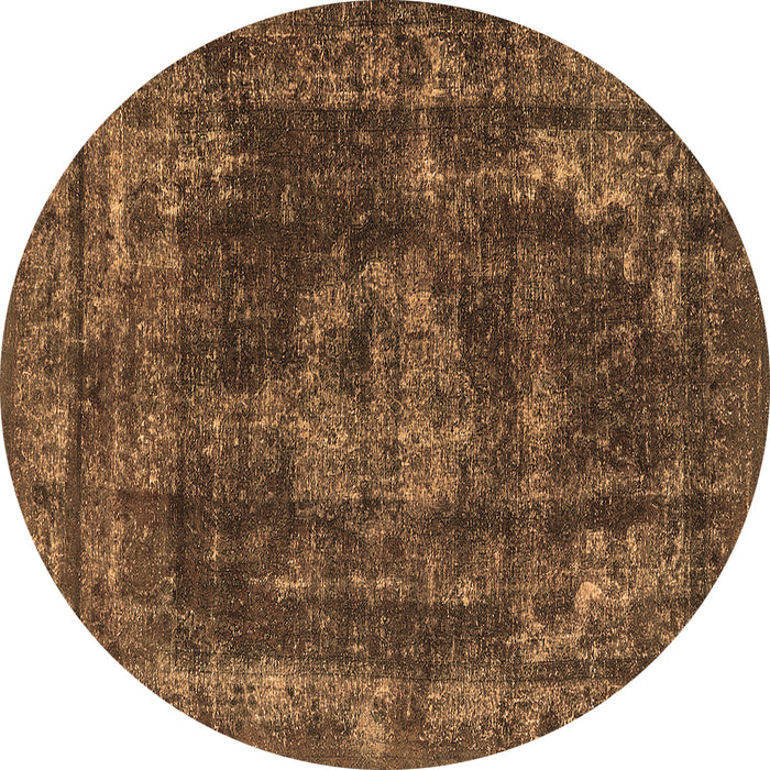Round Oriental Brown Industrial Rug, urb1875brn
